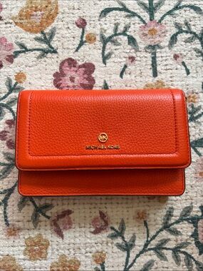 Michael Kors Bright Orange Pebbled Leather Crossbody